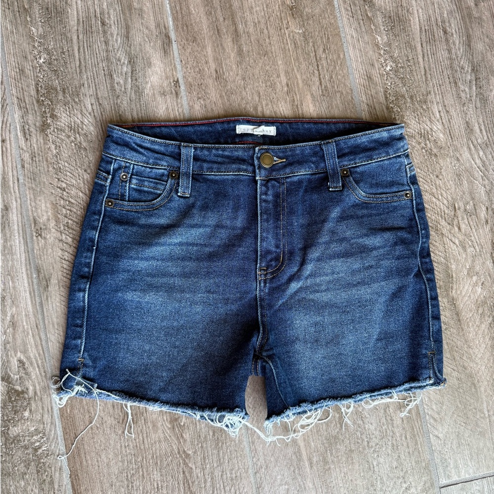 Copper Key Dark Blue Denim Cutoff Shorts; Girls size 14